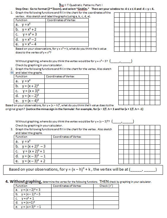 Quad patterns worksheet pg 1